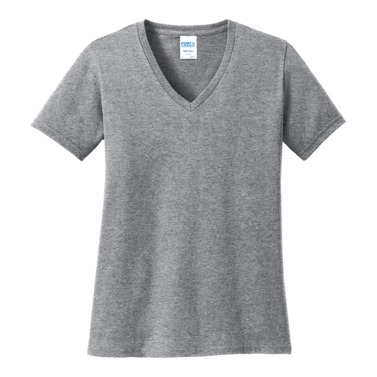Port And Company Women's Core Cotton V-Neck Tee